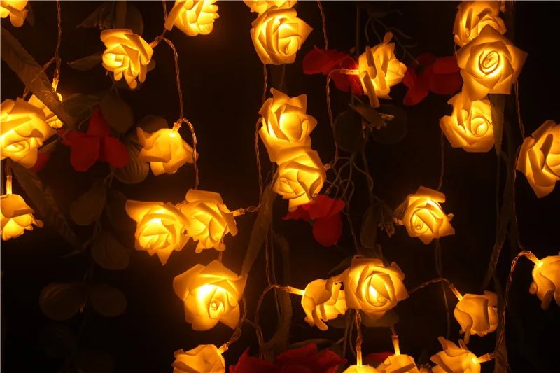 YIYANG 2 м 20LED Свадебные розы влюбленные Дата цветок световые гирлянды AA батарея Рождество фестиваль вечерние декоративные огни Lumiere Rosa