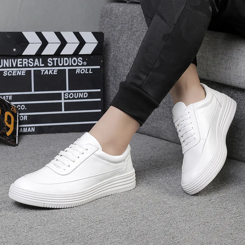 Men's Shoes, White Boots, Men's Casual Shoes, White Shoes, Men's Boots Genuine leather shoes Leisure