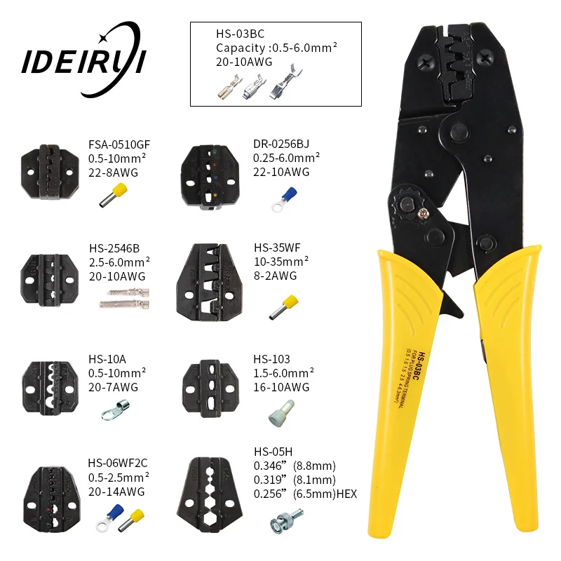 HS-03BC щипцы для соединения выводов обжимом храповый механизм челюсти Замена Зажимные инструмент комплект 230 мм ручные щипцы обжимка для проводов