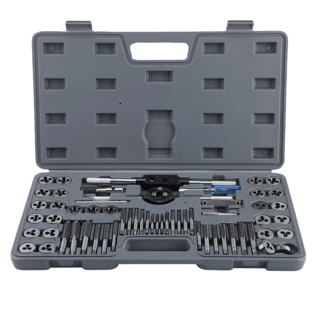 

High Precision Professional 60Pcs/Set Metric Tap Dies Set Metric Cutting Threads Threading Screws Metal Bike Repair Tools Kit