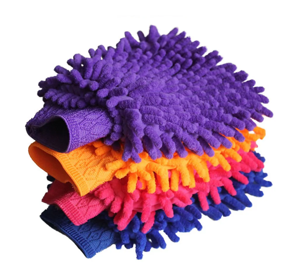 5pcs of gloves sided chenille clean car washing gloves wipe wash cloth