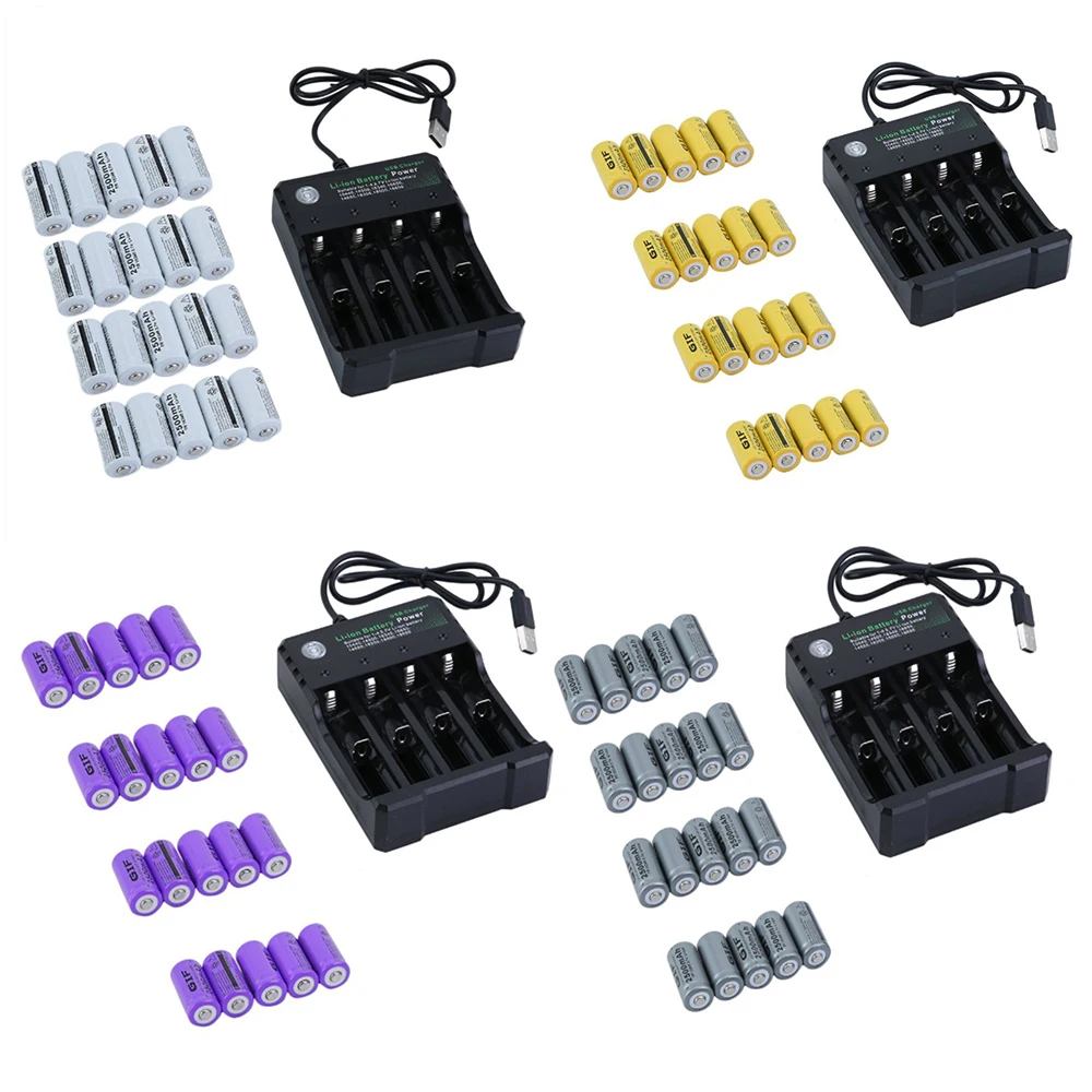 

16340 2500mah 3.7V battery and Chargers Rechargeable batteries kit for Netgear Arlo Security Camera - 20 battery pack