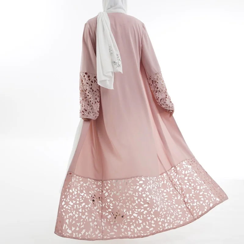 Мода лазерная гравировка мусульманское платье-Абая кардиган исламский Костюмы Для женщин джилбаба Djellaba халат мусульманин турецкий Baju кафтан - Цвет: laser cardigan