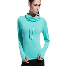Mujeres deporte yoga camisa camisas de secado rápido con capucha de yoga ropa deportiva de las mujeres camisas de manga larga tops deportivos de fitness mujeres de la blusa