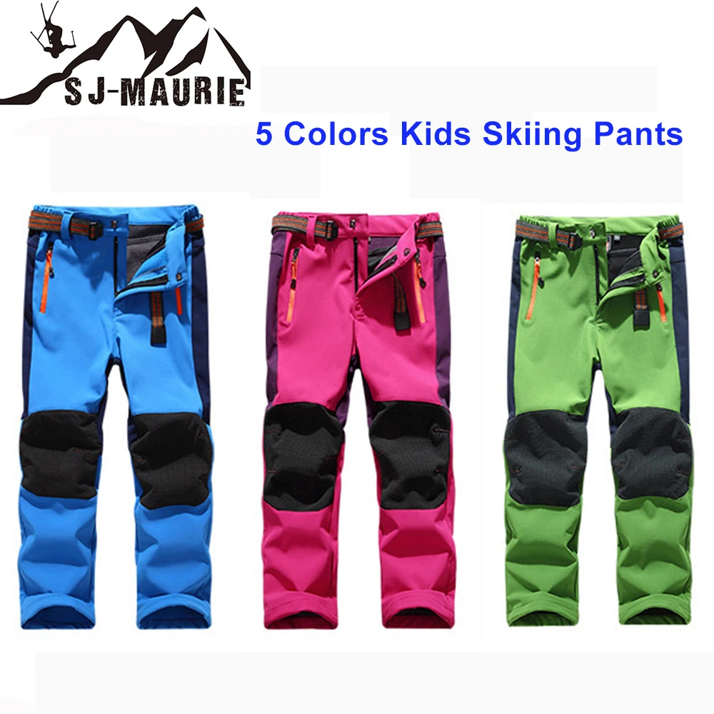 

Boys Girls Skiing Pants Children Ski Pants Kids Snowboard Pants Winter Warm Leggings Waterproof Fleece Softshell Trousers