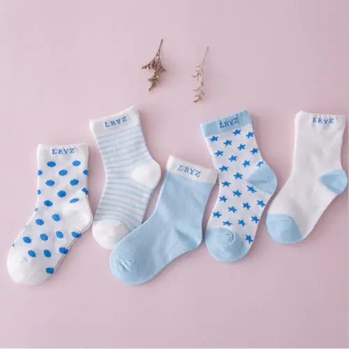 Новая партия из 5 пар для маленьких мальчиков и девочек штаны с рисунком из звезд, носки для новорожденных Дети зимние теплые мягкие носки