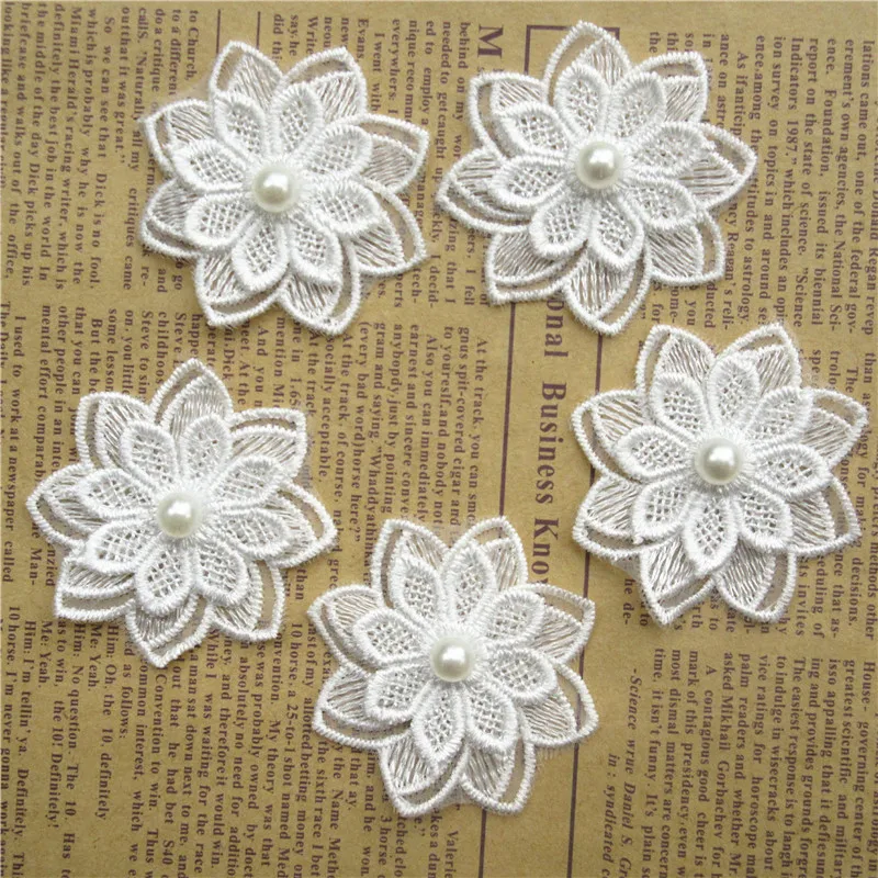 Lace Trim Ribbon 12X Soluble White Polyester Pearl Flower Embroidered Fabric Sewing Supplies Craft Decor DIY Handmade Materials lace fabric lace ribbon lace sewing supplies lace decoration lace accessories lace sewing accessories