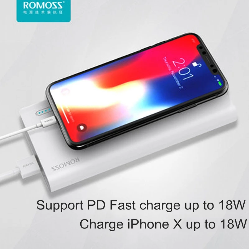 Romoss PD power Bank 30000 mah QC 3,0 Quick Charge power bank 30000 mah 9V 2A 12V 1.5A для iPhone X Xiaomi Mi8 samsung S9 Nexus 6p