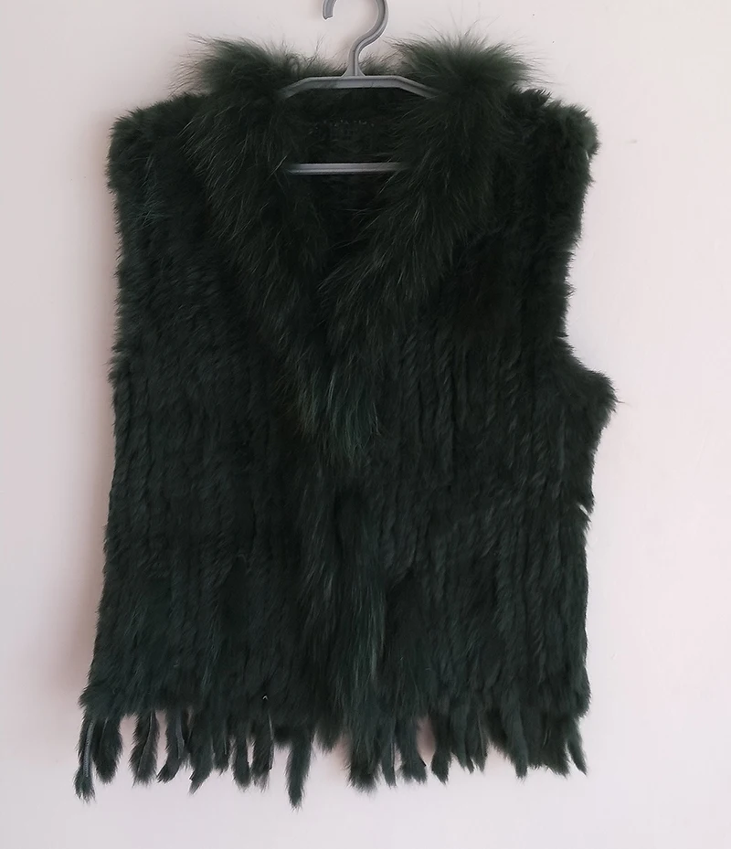 HSPL Sleeveless Women Fashion Fur Vest Knit Waistcoat For Lady For 2018 Spring Real Rabbit Fur Female Vests Black  Waistcoat long black puffer