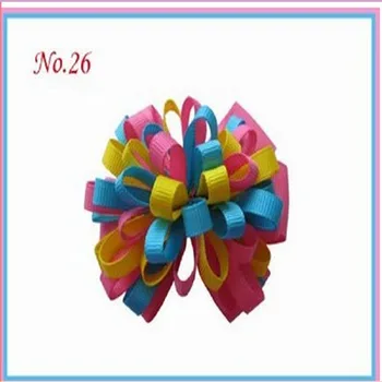 

50 pcs 3" Fireworks Top Selling Hair Bow ,Hand Made Clip, Girls Boutique Korker Hair Accessories.Free Shipping