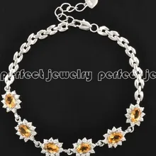 Браслет натуральный настоящий цитрин 925 стерлингового серебра браслет-цепочка желтого цвета драгоценные камни высококачественные ювелирные изделия 0.45ct* 6 шт. драгоценные камни