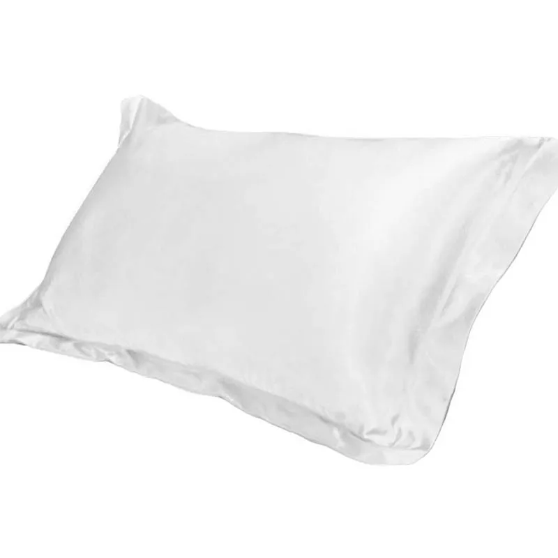 Urijk, роскошная наволочка для кровати, удобная, чистая, имитирующая шелк, атласная наволочка, одинарная наволочка, 48x74 см - Цвет: white