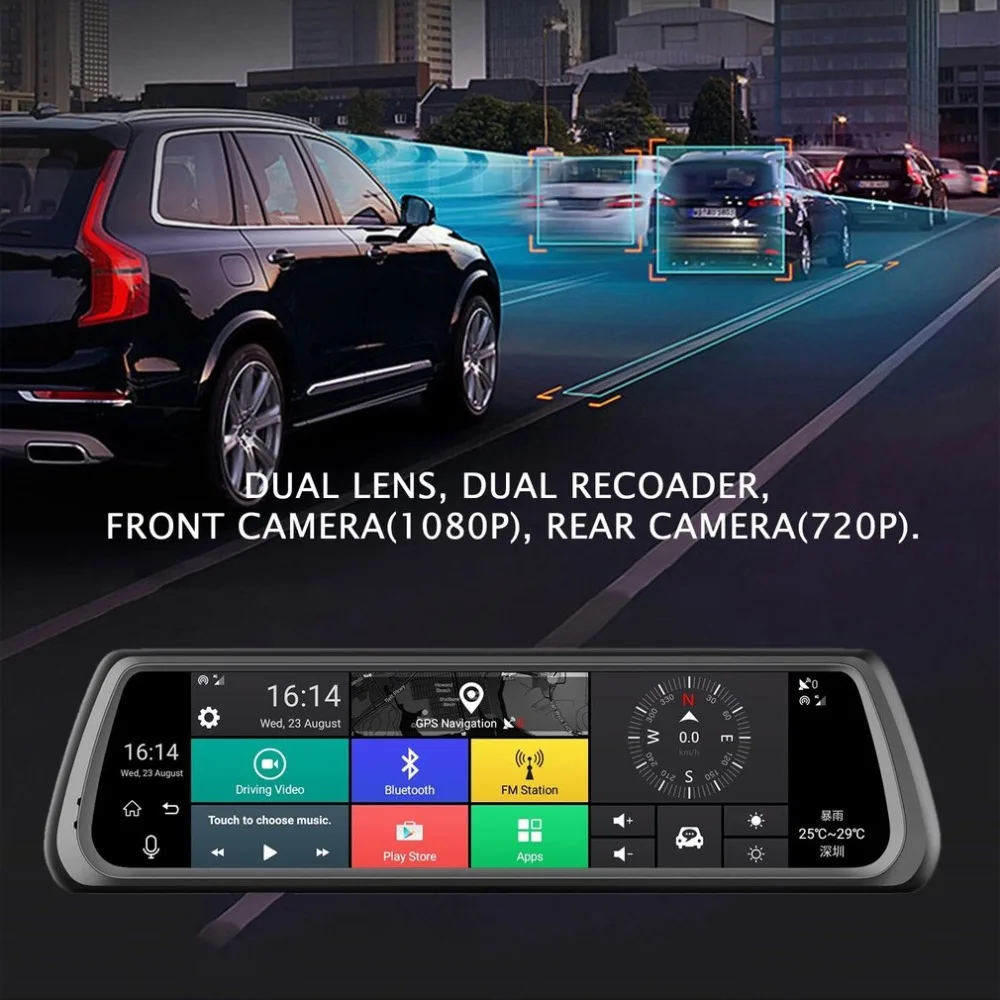  Neue 10 zoll Volle Bildschirm 4g Touch IPS Spezielle Auto Dash Cam Rückansicht Umkehr Spiegel mit G
