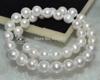 

Outstanding luster Natural white 11-12mm round cultured Pearl Necklace