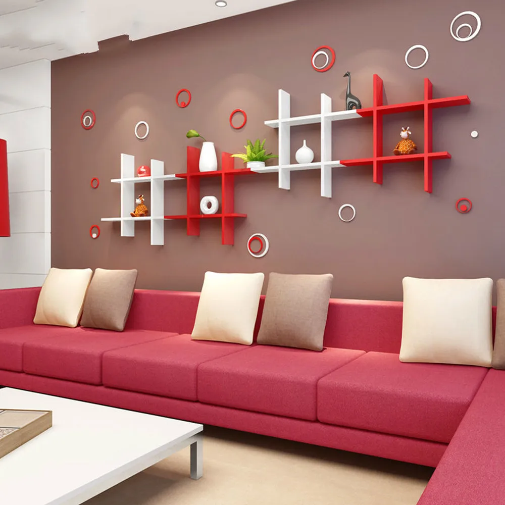 

Paint wall mounting rack wall hanging living room diaphragm TV background wall decorative rack Creative Bookshelf New XI311519
