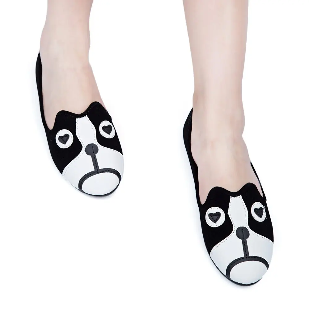 Estilo Casual de Primavera y Otoño Chicas Lindas Cerrado Toe Slip,On Zapatos Animales de