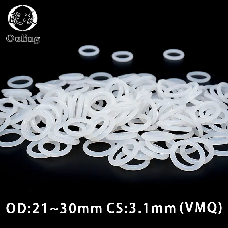 

5PCS/lot White Silicon Ring Silicone/VMQ O ring 3.1mm Thickness OD21/22/23/24/25/26/27/28/29/30mm Rubber O Ring Seal Gasket