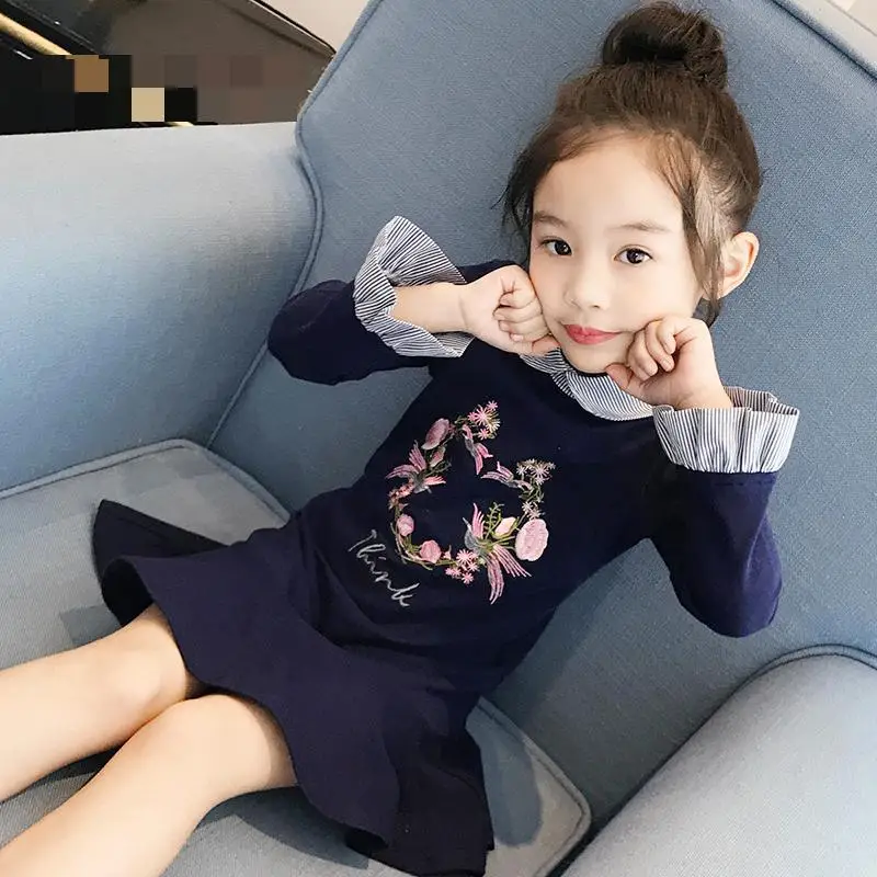 

2019 Baby Girls Dresses Mesh Princess Dress Spring Costume Kids Long Sleeve School Uniform Teenager Dress 12 Anne Kiz Elbiseler