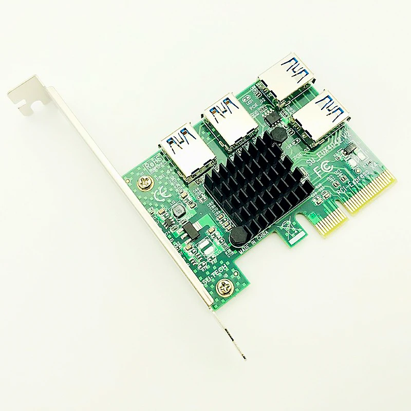 PCI Express Riser Card от 1 до 4 16X кабель-соединитель PCI-E 4X до 4 USB 3,0 адаптер плата разветвителя для BTC Bitcoin Miner NEW