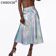 CHSDCSI юбка миди с широким эластичным поясом и d подолом, серебристая плиссированная юбка для танцев, Женская юбка для сценических танцев, юбки больших размеров для девушек