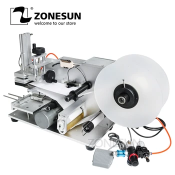 

ZONEUN LT-60 Semi Automatic Labeling Machine Drugs Bottle Labeling Machine Stick Mark Labeller Milk Oil Bottle Labeling Machine