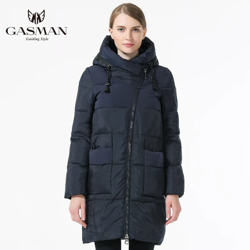 GASMAN Зимняя женская куртка пуховик женский зимний с капюшоном теплая куртка с длинным рукавом Женское пальто - Цвет: deep blue