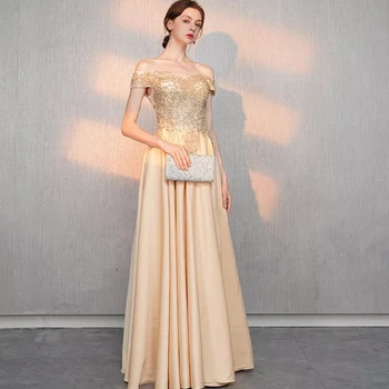 

Holievery Off Shoulder Evening Dresses 2019 Satin Long Evening Gowns Lace Up Party Dress Robe De Soiree