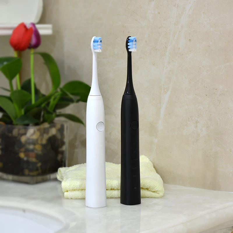 Ultrasonic Sonic Electric Toothbrush 5 Modes Rechargeable USB Charging IPX7 Waterproof 2pcs Heads for Adults Deep Clean