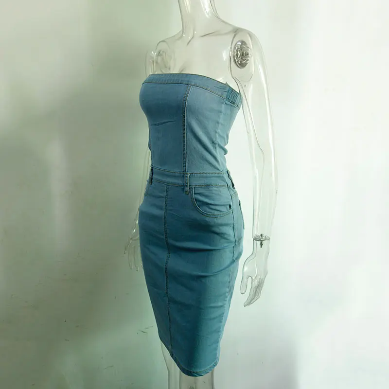 GACVGA Сексуальная джинсовая с открытыми плечами платье женское винтажное облегающее осеннее платье пляжные Вечерние Короткие Платья повседневные синие платья