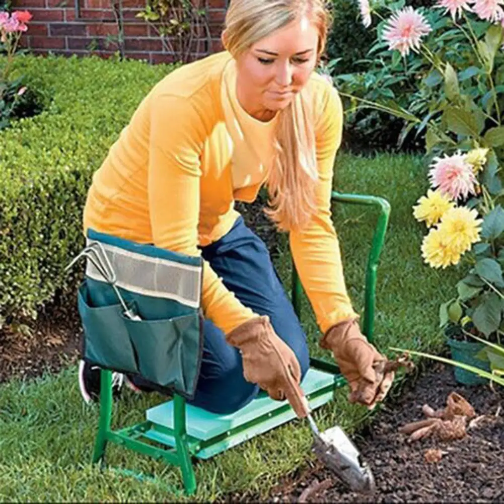 New Portable Garden Kneeler With Handles Folding Stainless Steel Garden Stool Chair With EVA Kneeling Pad Gardening Tool Supply#