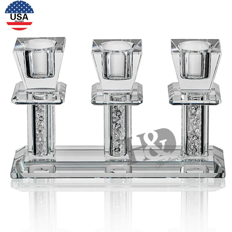 H&ampD Ship from US Crystal 3.5inch Clear Pillar Candlestick Holder for Home Table Decor Wedding Event Candelabra | Дом и сад