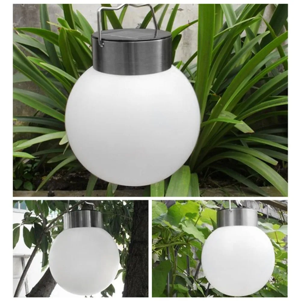 

ICOCO Stainless Steel LED Round Ball Solar Tree Hanging Light Lantern For Garden Fence Decoration Bright Outdoor Camping Lamps