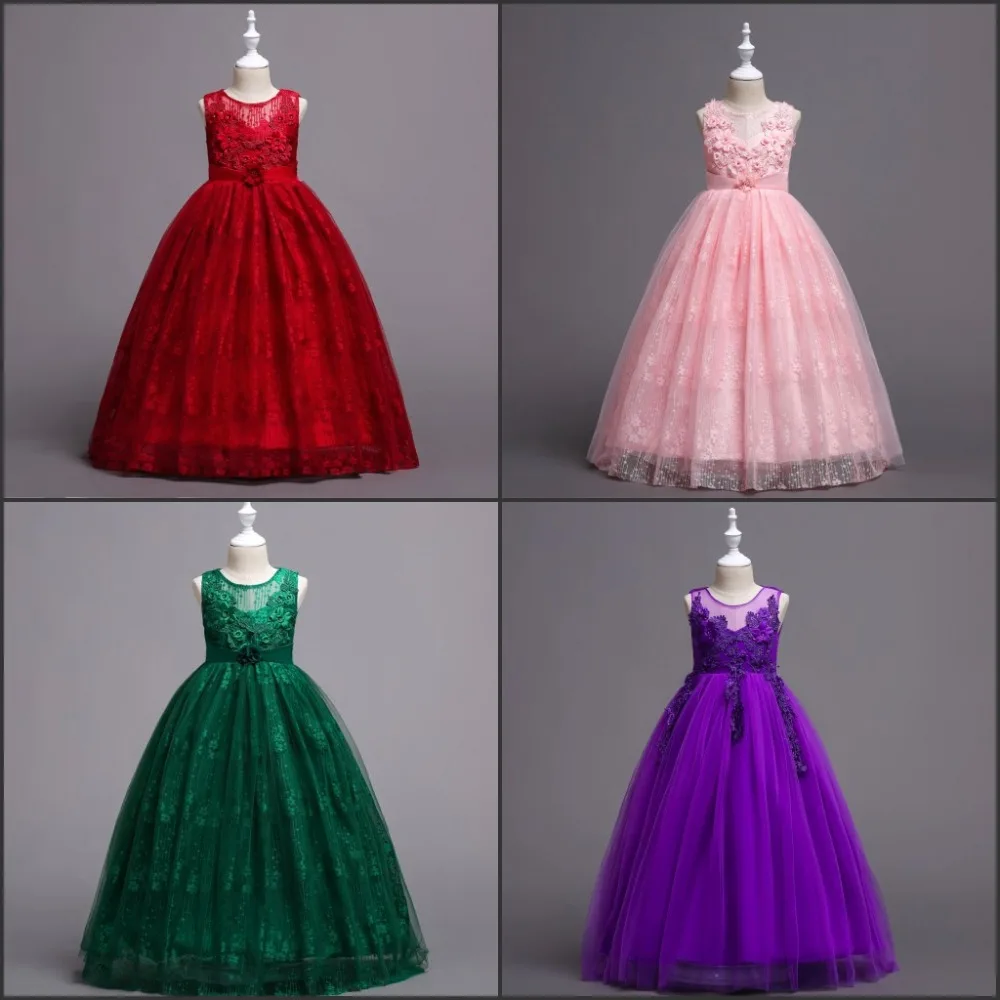 

Flower Girls Dress Elegant Children Clothing Performance Kids Dresses For Girls Princess Wedding Dress Costume High Quality