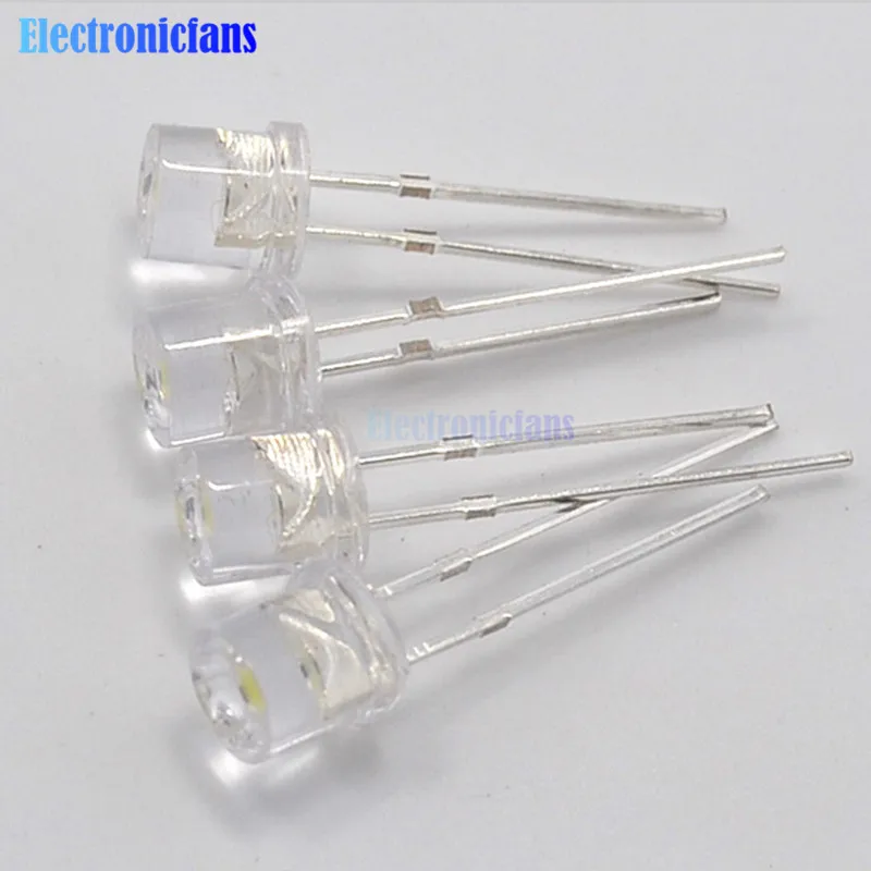 100PCS 5MM 2Pin Flat Top Red LED Wide Angle Flat Head Light Lamp