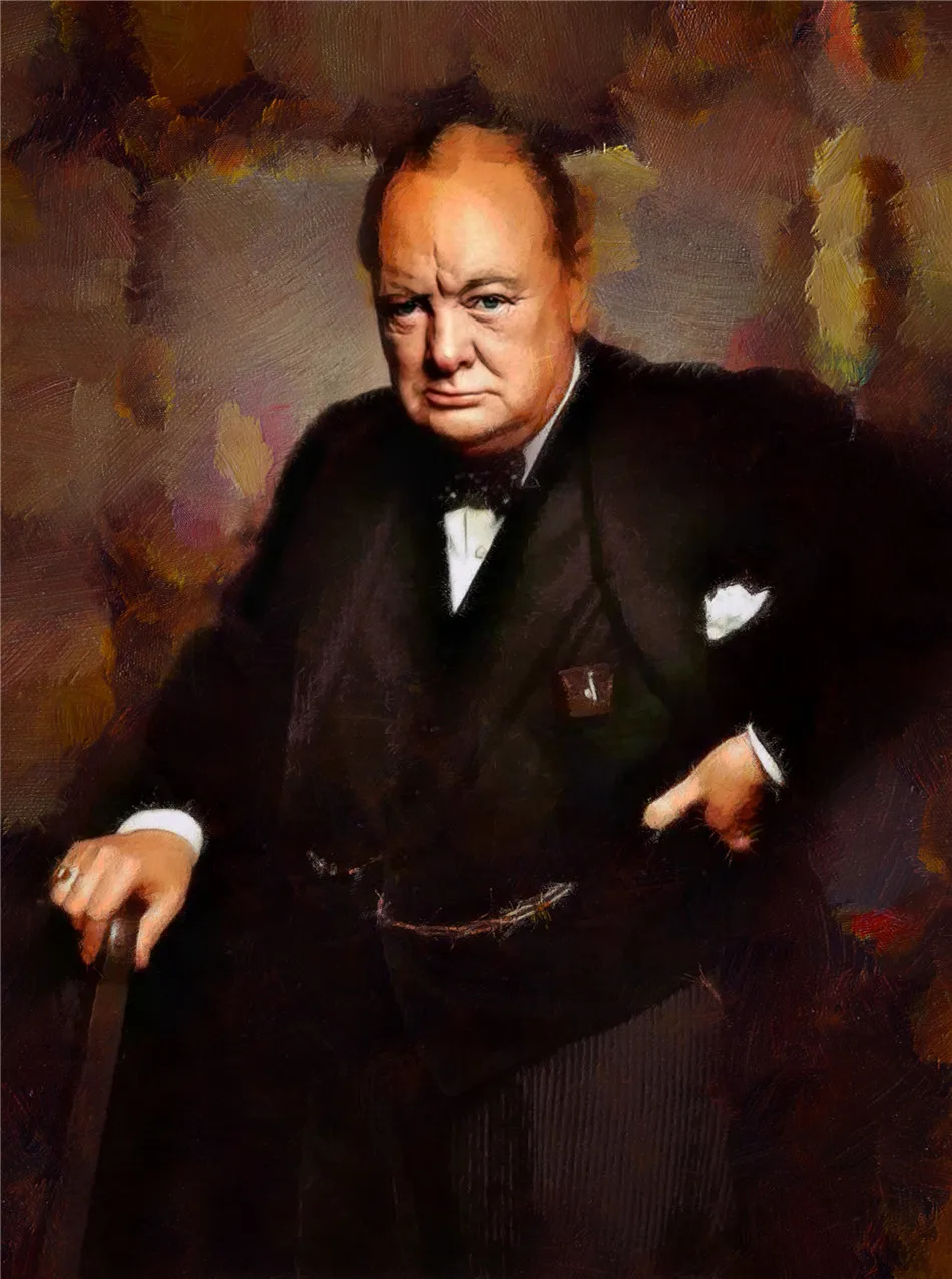 Winston Черчилль HD Печать на холсте Живопись Искусство Картина 1|Рисование и