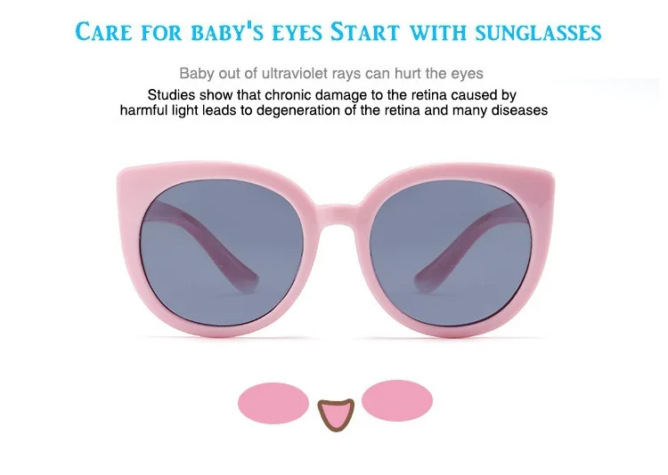 Iboode 2019 новые гибкие очки Детские поляризованные очки для маленьких мальчиков и девочек, кошачий глаз, солнцезащитные очки, UV400 ребенок очки
