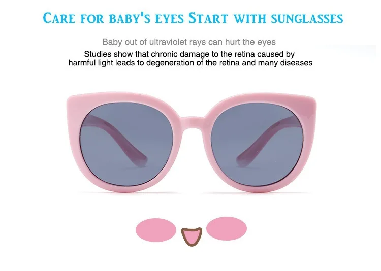 iboode New Flexible Kids Sunglasses Polarized Boys Girls Baby Cat Eye Sun Glasses UV400 Child Eyewear Silicone Eyeglasses