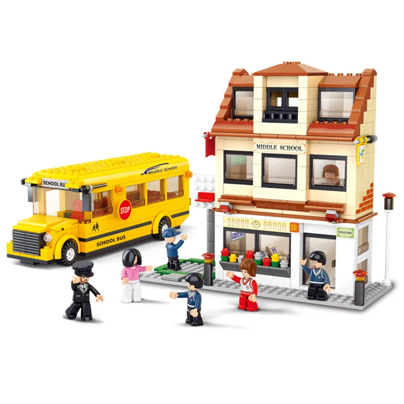 S Model Compatible with Lego B0333 496pcs School Bus Models Building Kits Blocks Toys Hobby Hobbies For Boys Girls