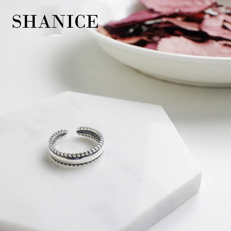 

SHANICE 925 Sterling Silver Open Rings Twist Edge Midi Somooth Adjustable Joint Finger Rings Fashion Silver Jewelry
