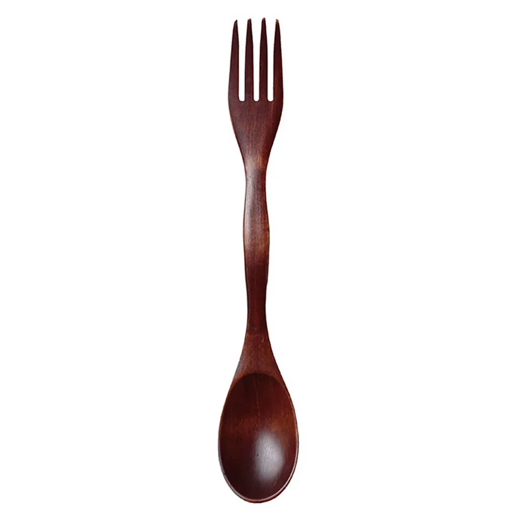 

Natural Forks Wooden Multifunctional Cutlery Set Fruit Salad Coffee Tea Spoon