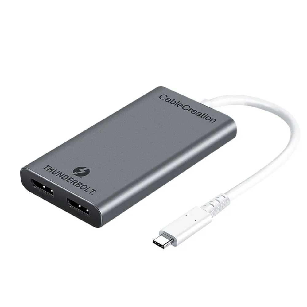 

Thunderbolt 3 Dock CableCreation [Certified] Thunderbolt 3 to Dual DP Adapter, Support Two 4K 60Hz Monitors or One 5K Display