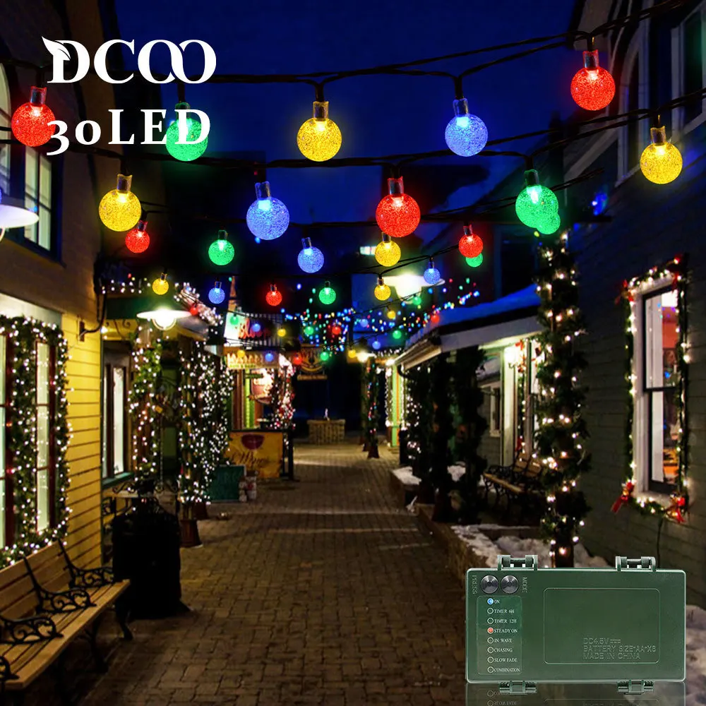 

Dcoo String Lights Battery Operated Timer 30 LED Bubble Crystal Ball Holiday Party Lights Globe Light String Outdoor Lighting