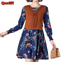 QoerliN Vintage two Pieces Set Knitted Vest Dress Suit Women 2018 Female Spring Summer Fashion Casual Short Dress Girl Plus Size
