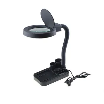 

110V/220V Universal Glass Lens LED Desktop Magnifier 5X 10X Magnified Desktop Magnifying Glass Repair Tool With 40 LED Bracket