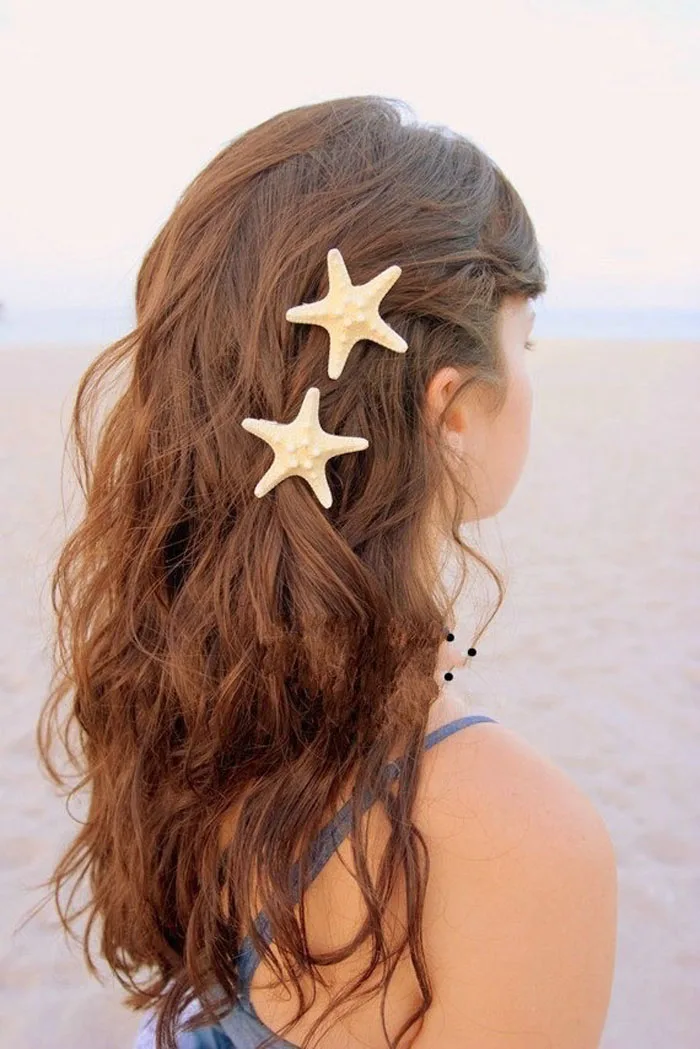 Европейская мода для женщин леди девушки Красивая натуральная морская звезда бежевый заколка для волос зажим для парикмахерского салона парикмахеры креа клипсы шевроэ
