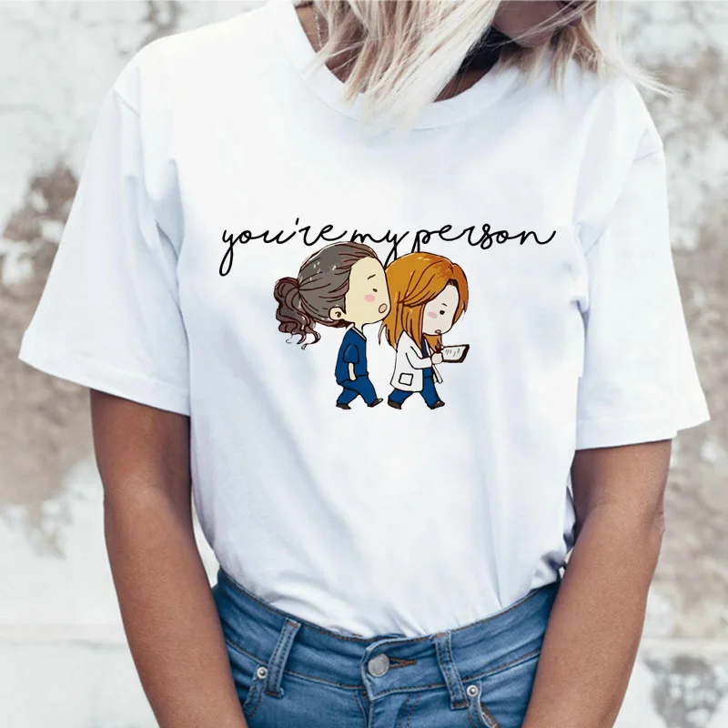 GREYS Anatomy You're My Person новая футболка женская футболка корейский стиль harajuku Женская ulzzang Эстетическая футболка рубашка