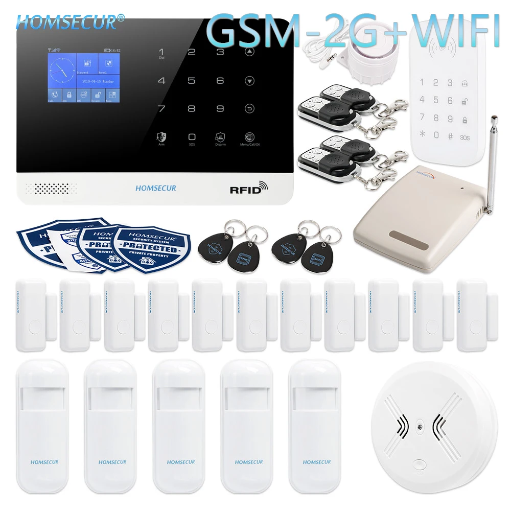 

HOMSECUR Wireless LCD 2G WIFI Burglar Intruder Alarm System with IOS/Android APP (EN/DE/ES/RU/FR/PL/PT/IT Menu Adjustable)