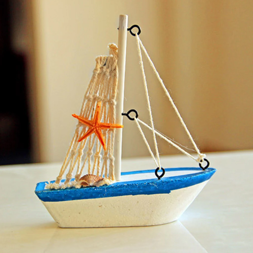 Mini Sailboat Wood Rudder Sailing Ship Nautical Wood ShipCollectibles Home Display Home Desk Display Deracotion