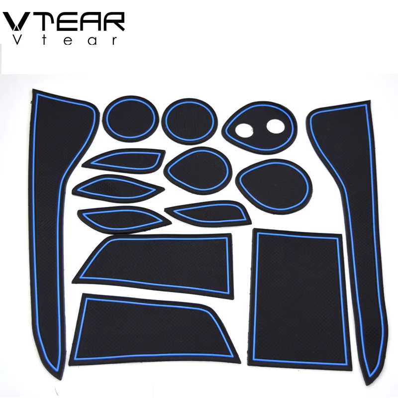

Vtear For Toyota C-HR CHR styling accessories Gate slot pad rubber mat door mat anti-slip Cup pad Interior decoration 2017-2019