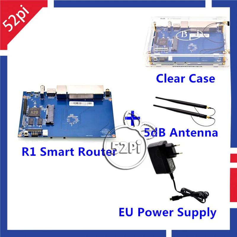 

Banana Pi R1 Wireless smart Router+BPI R1 Acrylic case +2pcs BPI-R1 Antenna,5dB,Omni directional+EU Power Supply